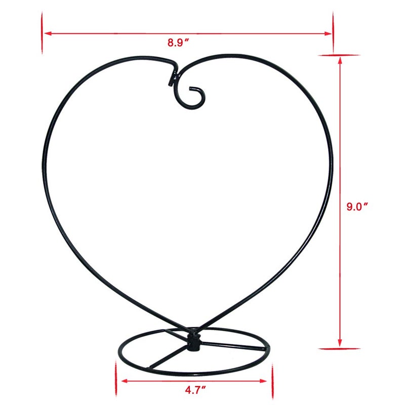 MOCOUM Ornament Display Stand, Iron Glass Ball Ornament Holder Stand for Hanging Plants, Hanging Terrarium Stand for Christmas Wedding Ornament, Home Office Decor (5pcs Black Heart Shaped) - Image 2